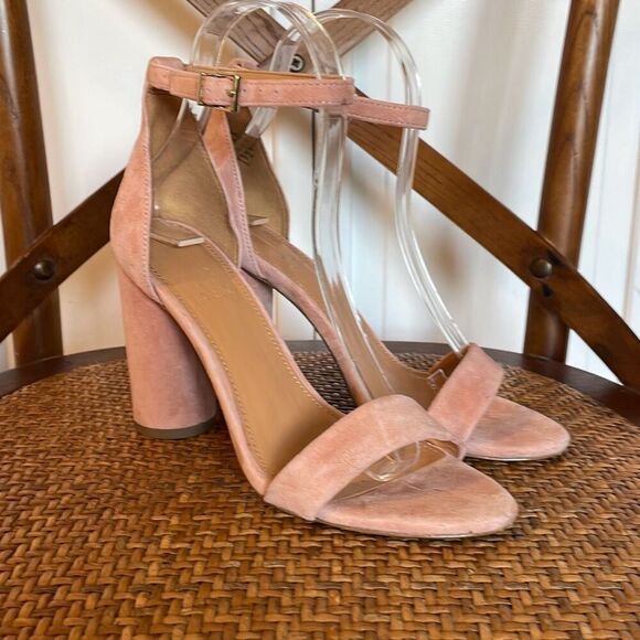J.Crew light pink suede rounded block heel sandals size 6 - Picture 3 of 9